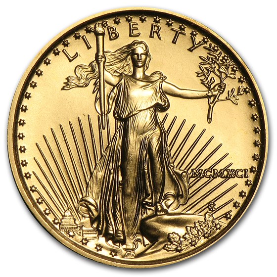 1991 1/10 oz Gold American Eagle BU (MCMXCI) 1991 1/10 oz Gold American Eagle BU (MCMXCI)